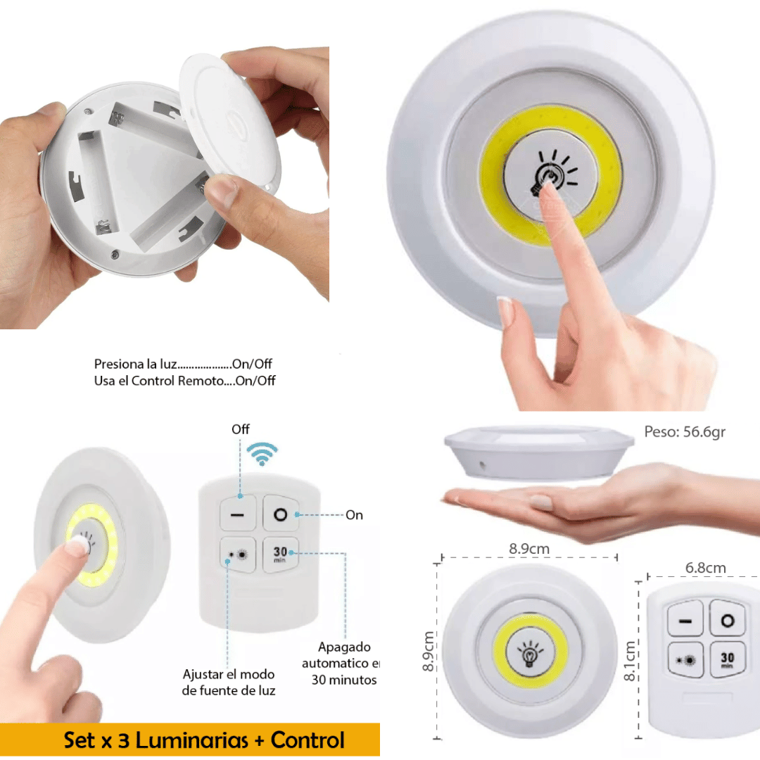 Set 3 Luces LED con Control