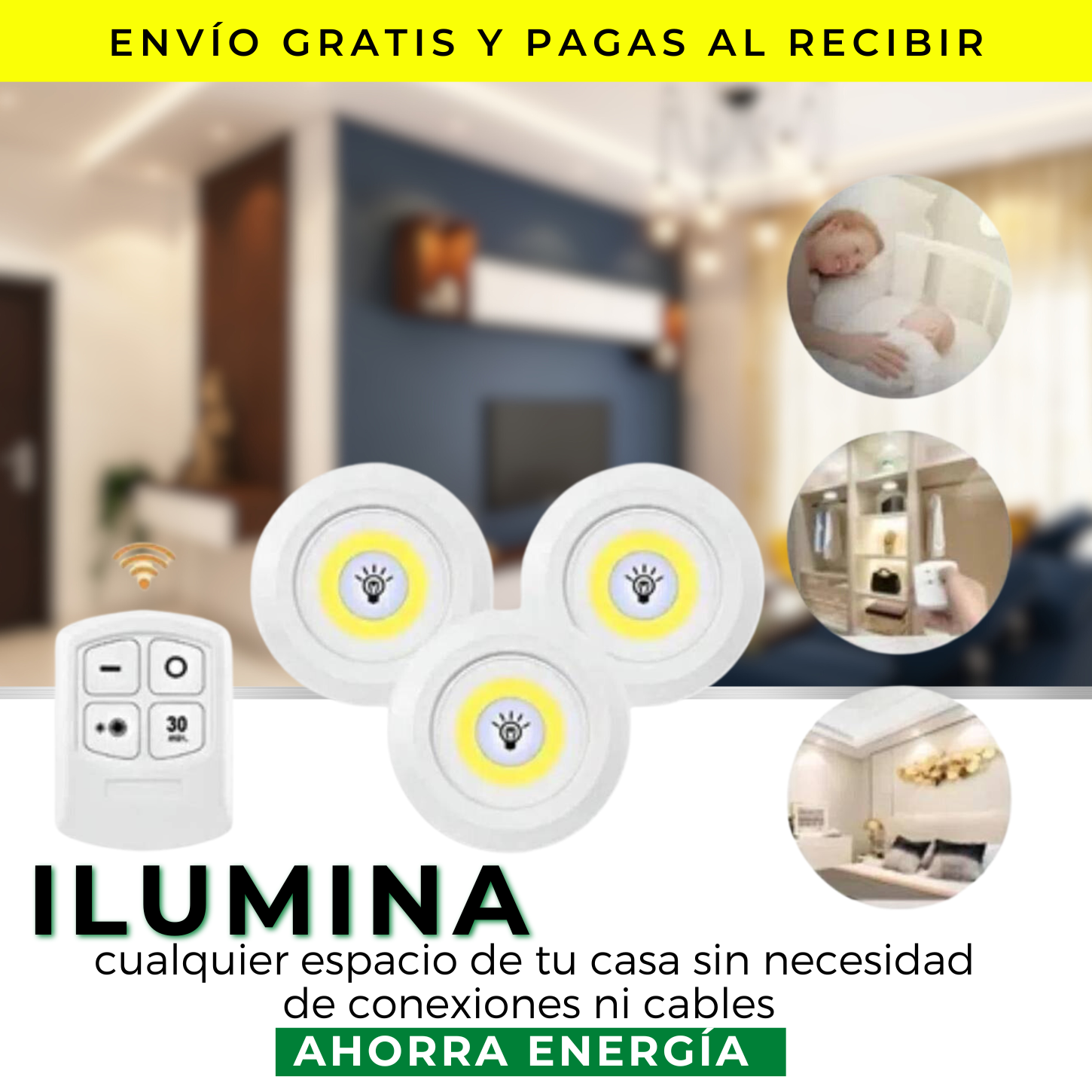 Set 3 Luces LED con Control