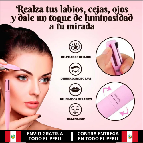 LAPIZ DE MAQUILLAJE PRO 4 EN 1  - RESISTENTE AL AGUA